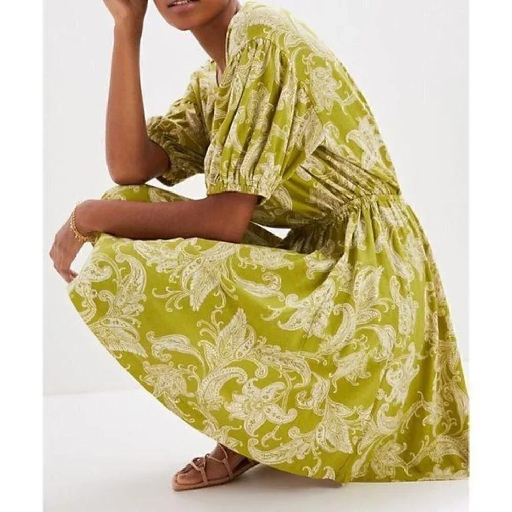 Anthropologie Mini Dress, Size M,‎ Green base, NWT